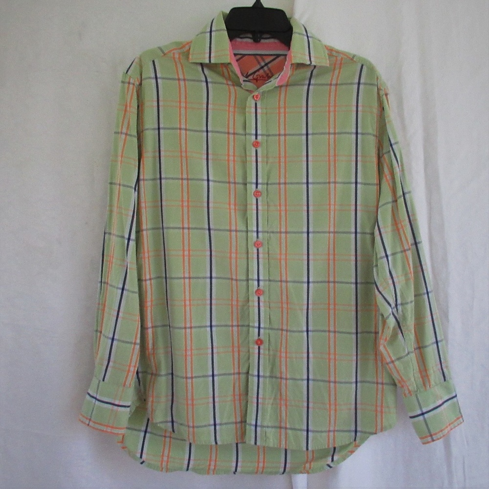 ROBERT GRAHAM Button Down Flip Cuff Green Check M
